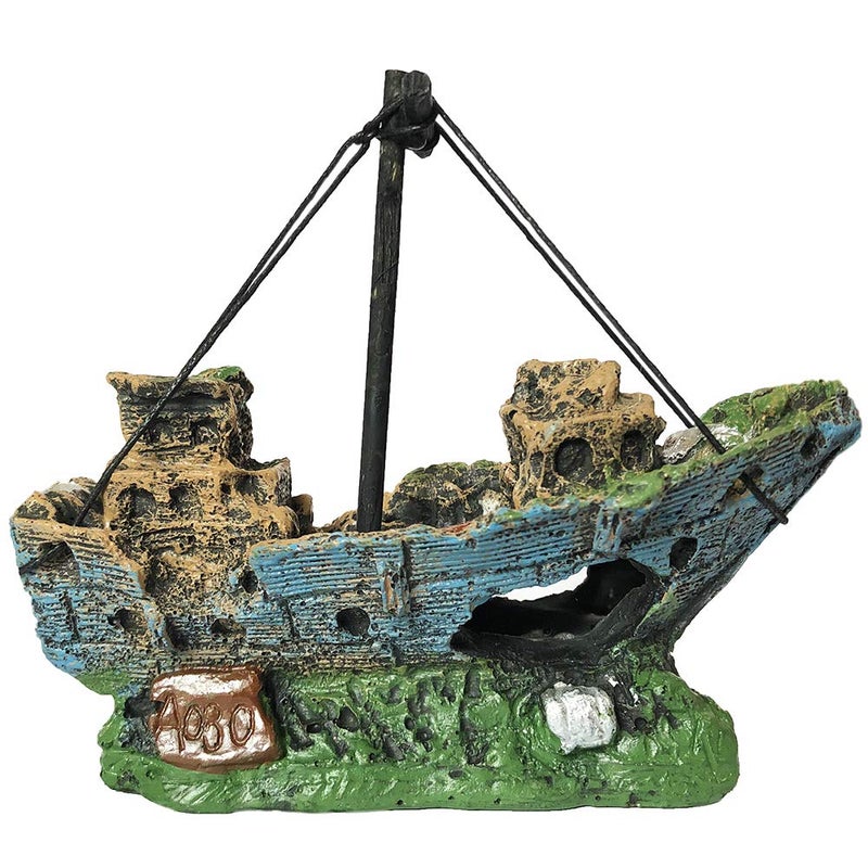 SLOCME Aquarium Resin Boat Ornament - Fish Tank Shipwreck Decoration, Sunken Ship, Aquarium Ornament for Freshwater & Saltwater Tanks - Image 4